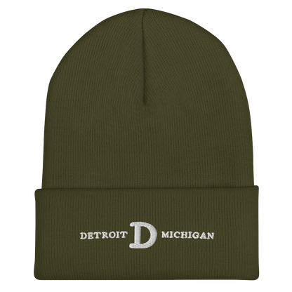 'Detroit Michigan' Cuffed Beanie (w/ Old French 'D')