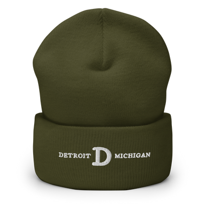 'Detroit Michigan' Cuffed Beanie (w/ Old French 'D')