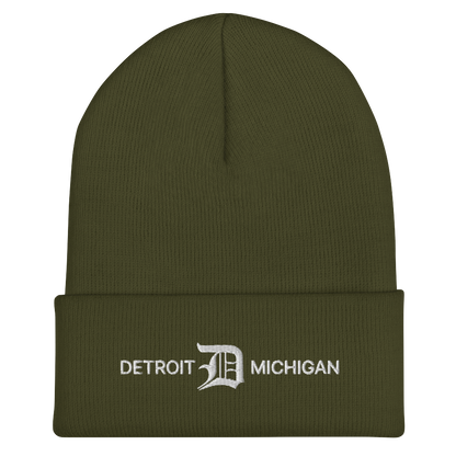 'Detroit Michigan' Cuffed Beanie (w/ Old English 'D')