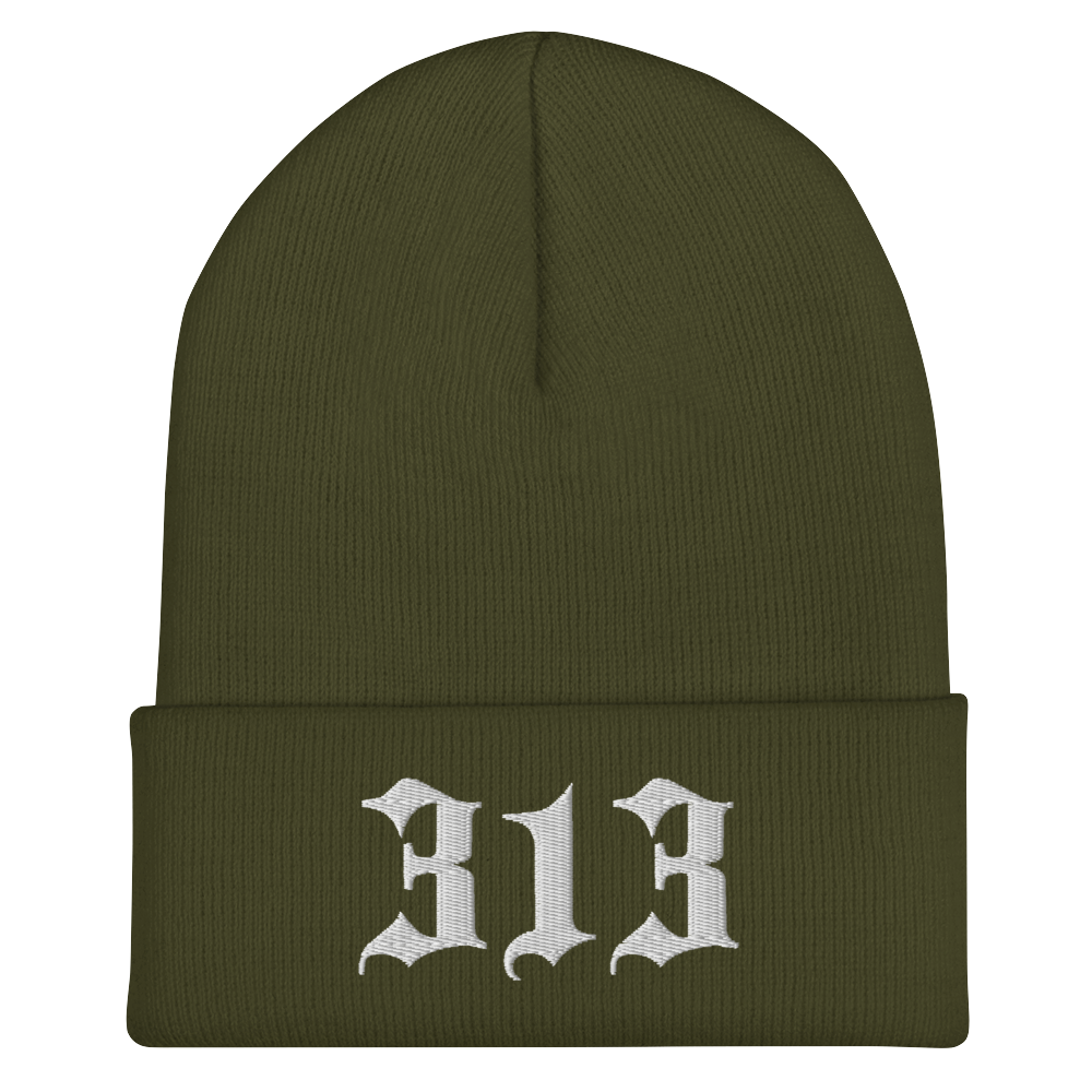 Detroit '313' Cuffed Beanie (Old English Font)