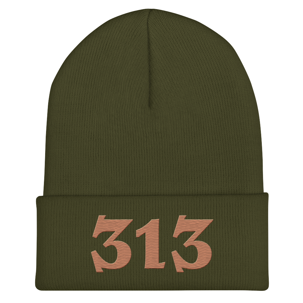 Detroit '313' Cuffed Beanie (Angry Font) | Copper