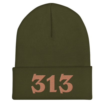 Detroit '313' Cuffed Beanie (Angry Font) | Copper