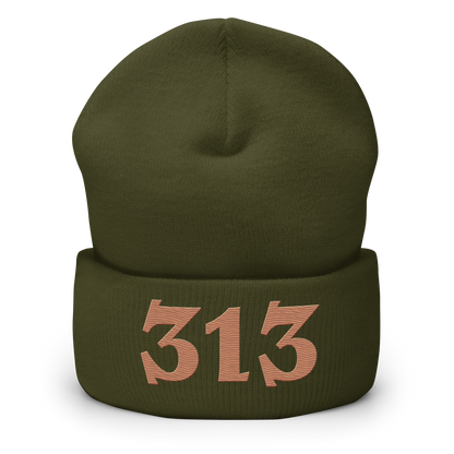 Detroit '313' Cuffed Beanie (Angry Font) | Copper