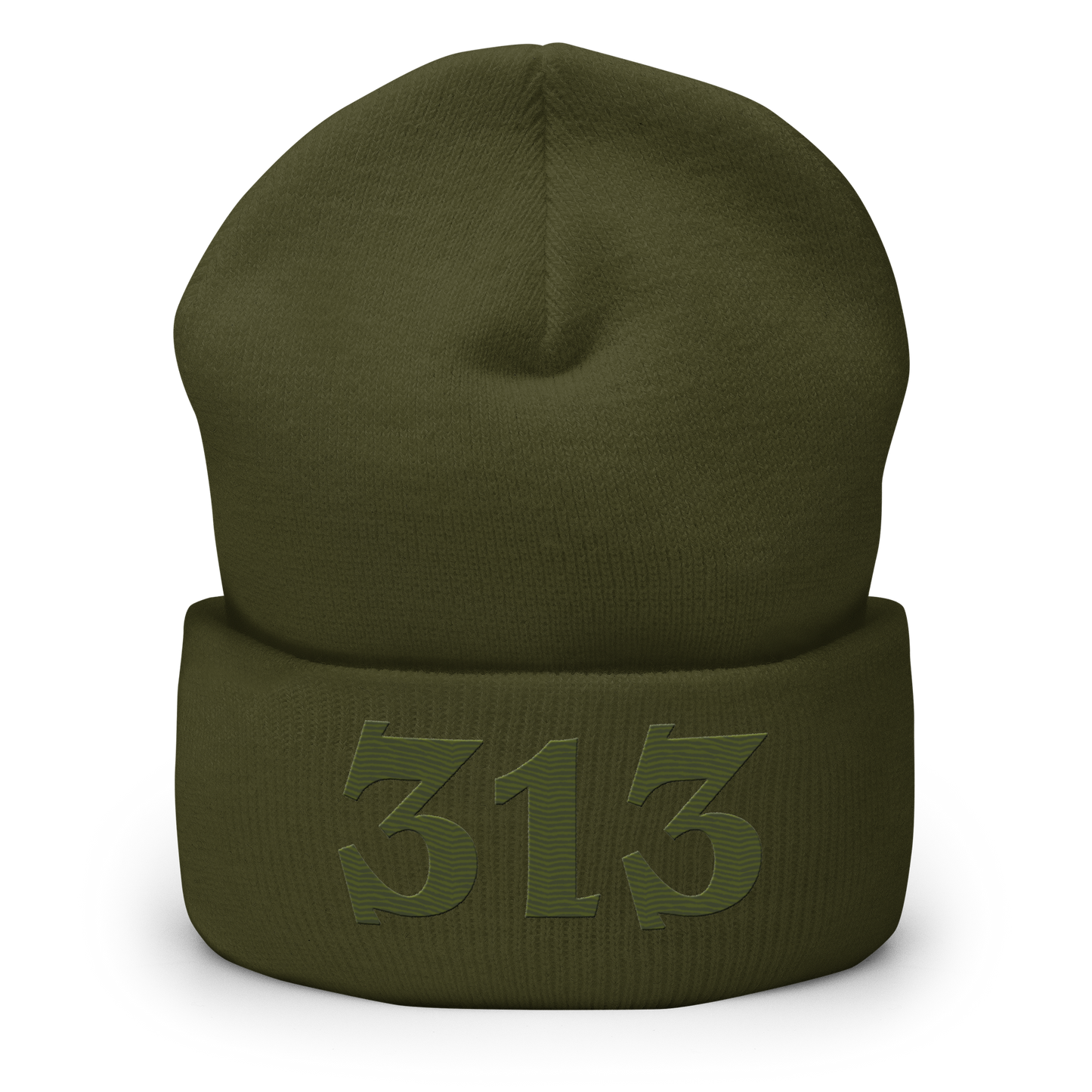 Detroit '313' Cuffed Beanie (Angry Font) | Army Green