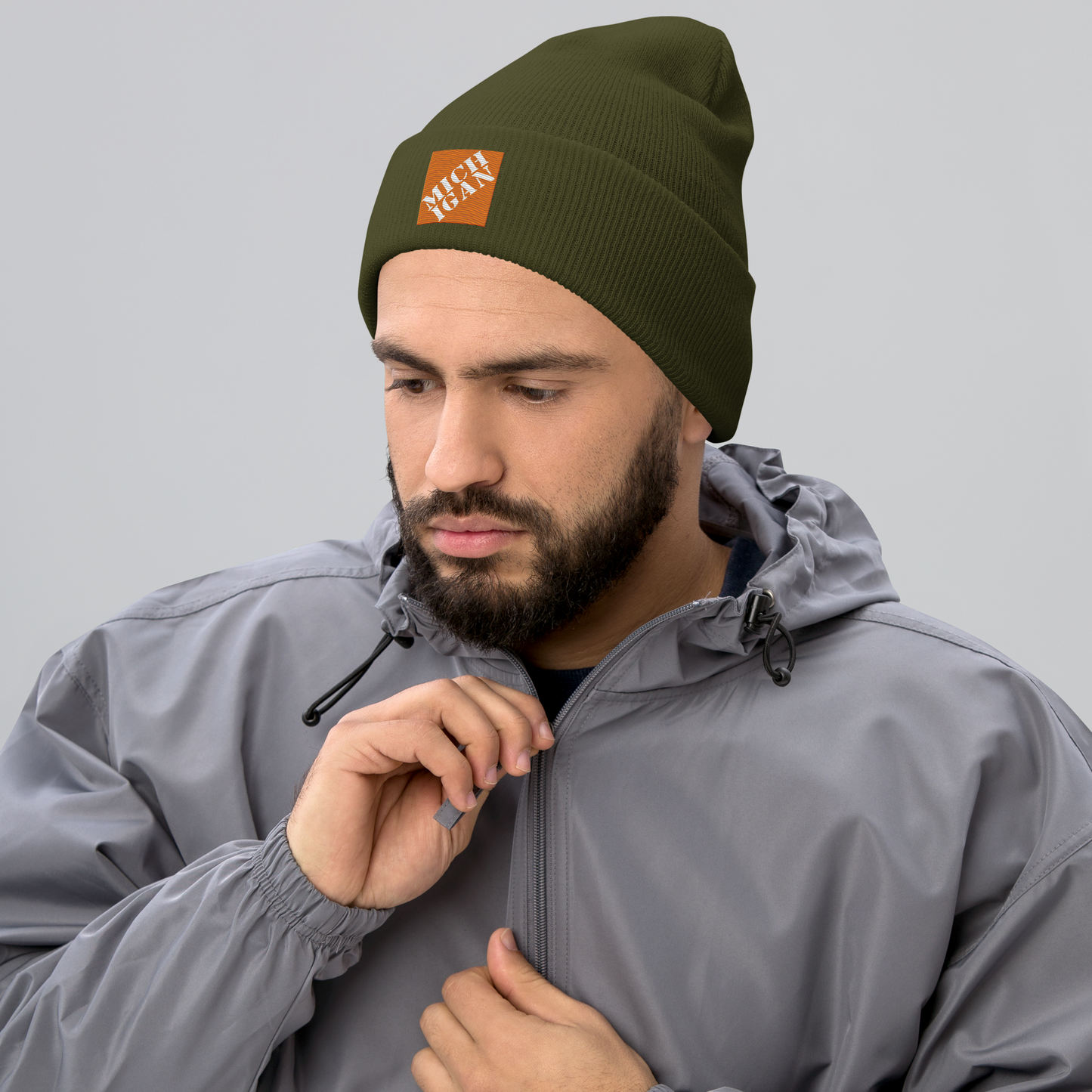 'Michigan' Cuffed Beanie | Construction Retail Parody