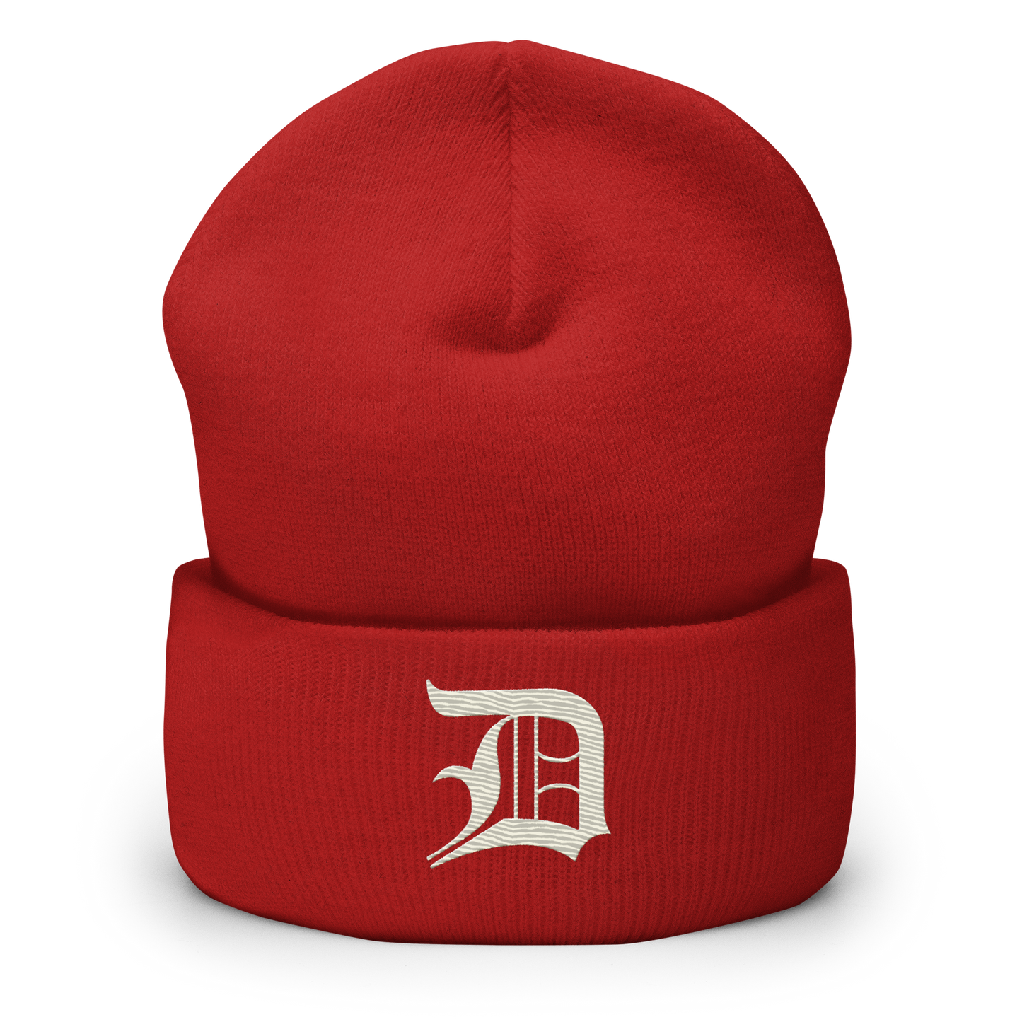 Detroit 'Old English D' Cuffed Beanie (Ivory White)