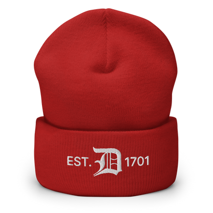 Detroit 'EST. 1701' Cuffed Beanie (w/ Old English 'D')