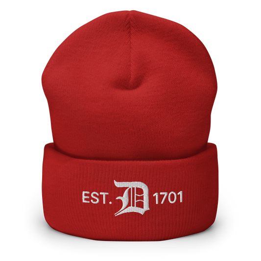 Detroit 'EST. 1701' Cuffed Beanie (w/ Old English 'D')