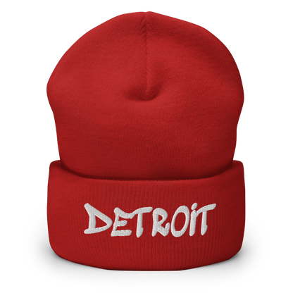 'Detroit' Cuffed Beanie (Tag Font)