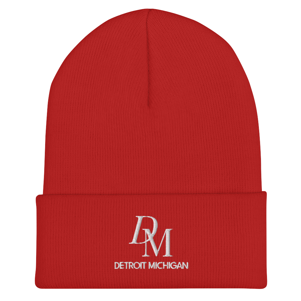 'DM Detroit Michigan' Cuffed Beanie (Luxury Goods Parody)