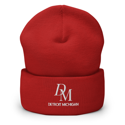 'DM Detroit Michigan' Cuffed Beanie (Luxury Goods Parody)