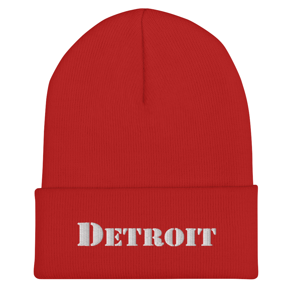 'Detroit' Cuffed Beanie (Army Font)