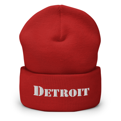 'Detroit' Cuffed Beanie (Army Font)