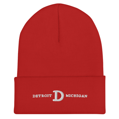 'Detroit Michigan' Cuffed Beanie (w/ Old French 'D')