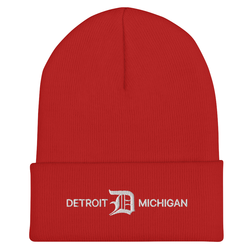 'Detroit Michigan' Cuffed Beanie (w/ Old English 'D')