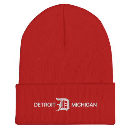 'Detroit Michigan' Cuffed Beanie (w/ Old English 'D')