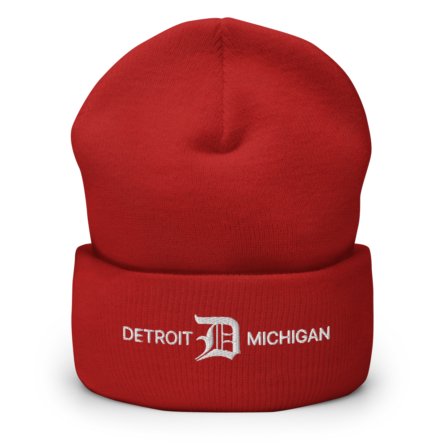 'Detroit Michigan' Cuffed Beanie (w/ Old English 'D')