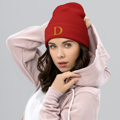 Detroit 'Old French D' Cuffed Beanie (Gold)