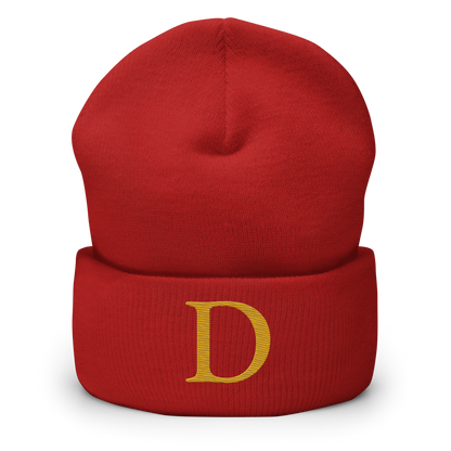 Detroit 'Old French D' Cuffed Beanie (Gold)