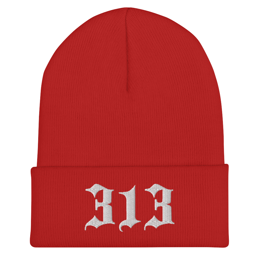 Detroit '313' Cuffed Beanie (Old English Font)