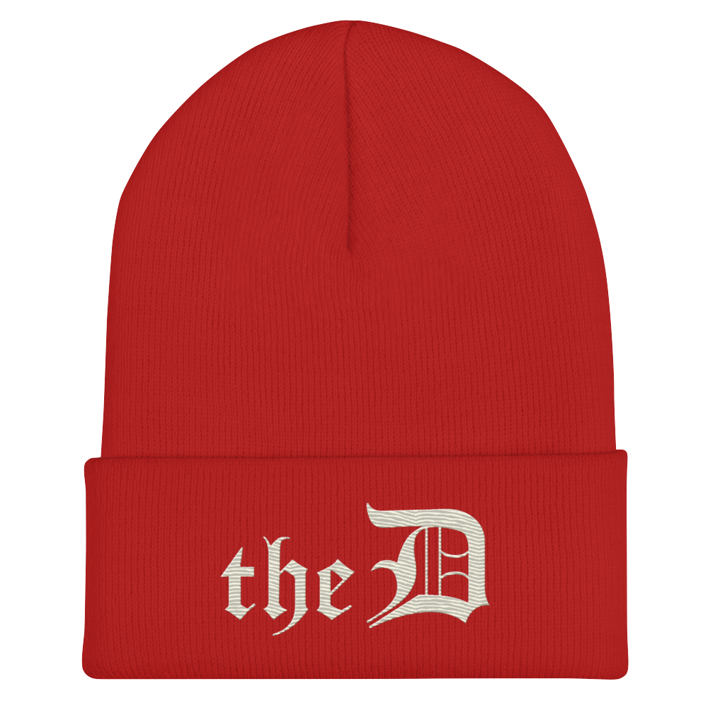 Detroit 'The D' Cuffed Beanie | Ivory White