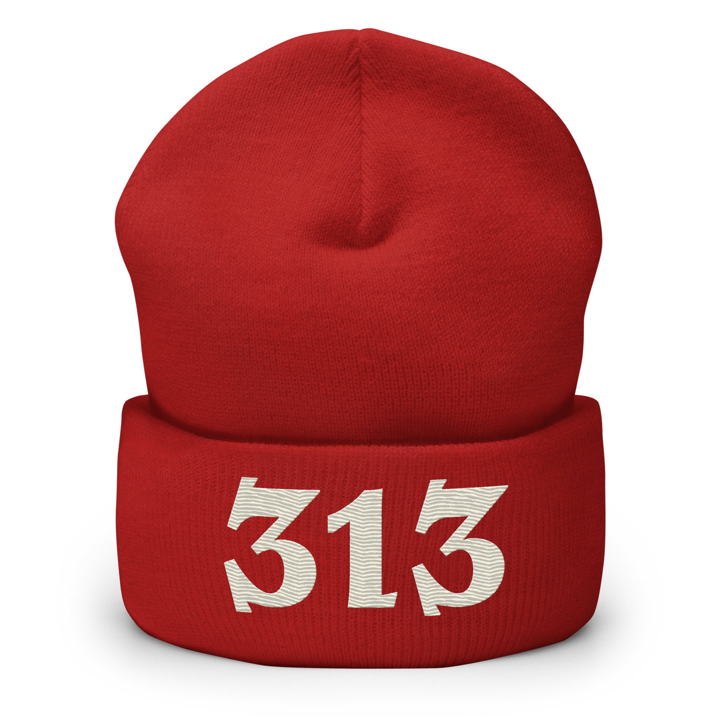 Detroit '313' Cuffed Beanie (Angry Font) | Ivory White