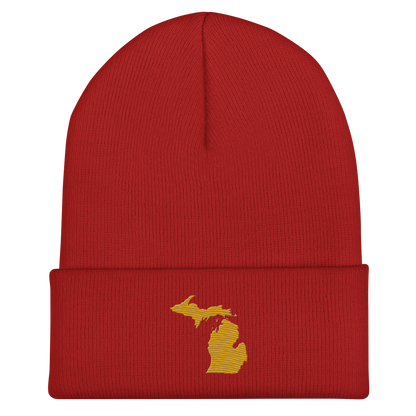 Michigan Cuffed Beanie | Gold Outline