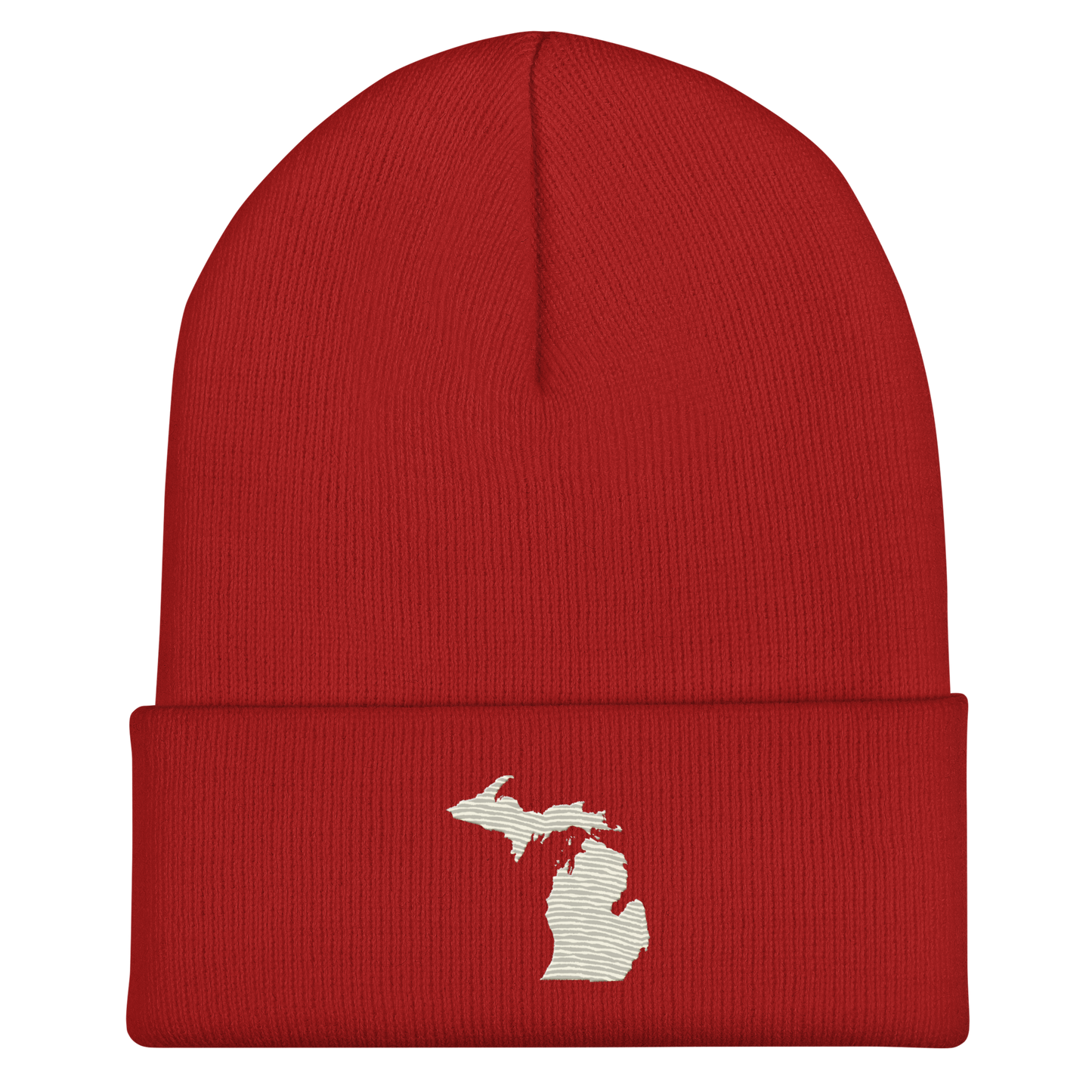 Michigan Cuffed Beanie | Ivory White Outline