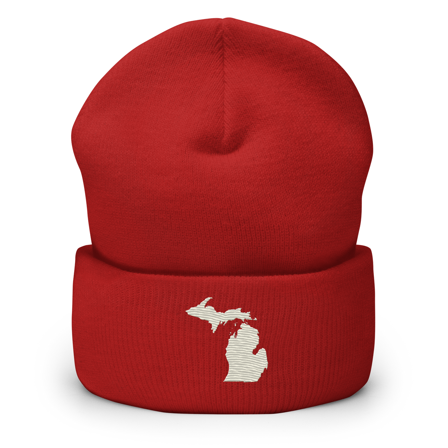 Michigan Cuffed Beanie | Ivory White Outline