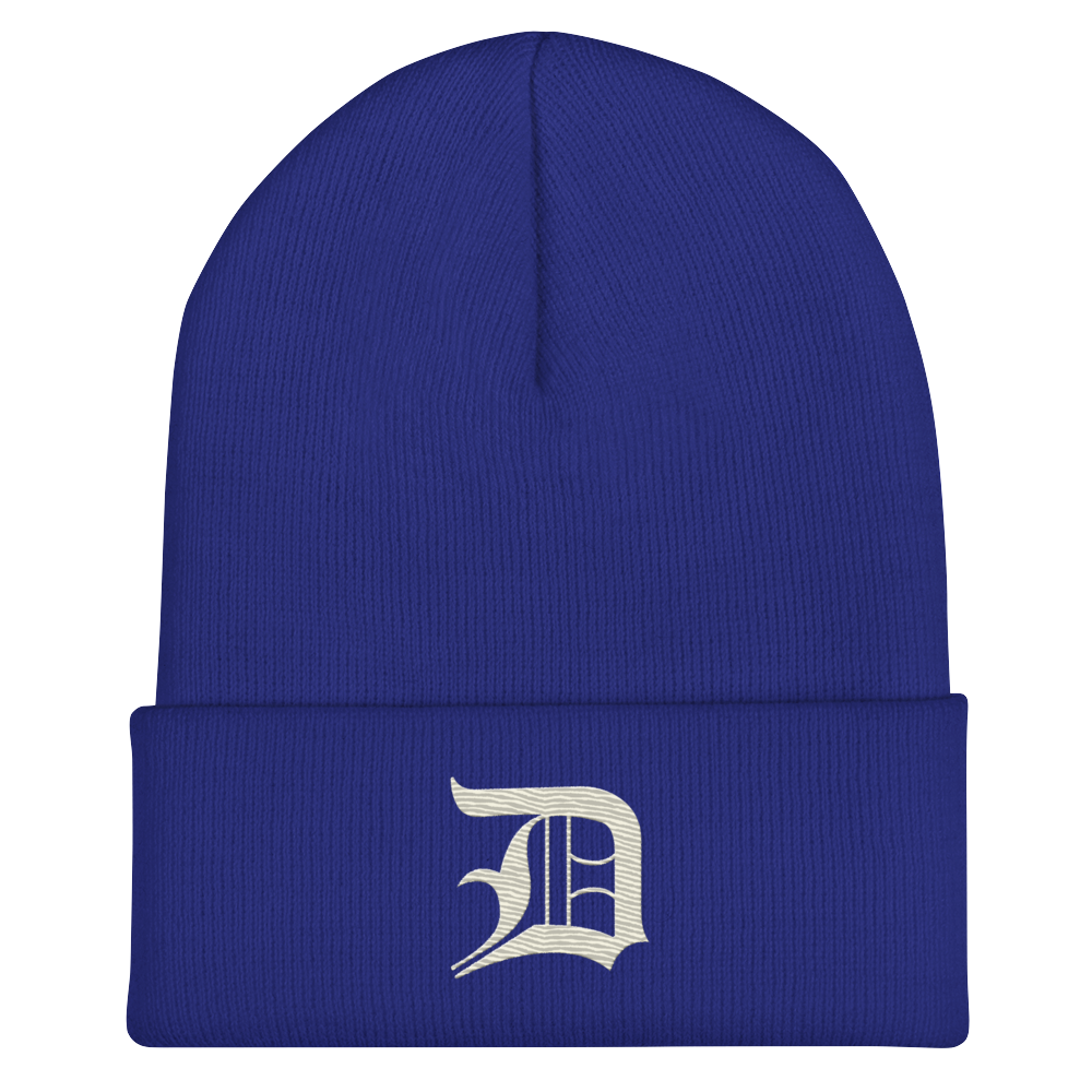 Detroit 'Old English D' Cuffed Beanie (Ivory White)