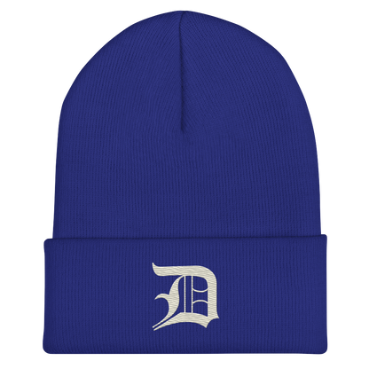 Detroit 'Old English D' Cuffed Beanie (Ivory White)