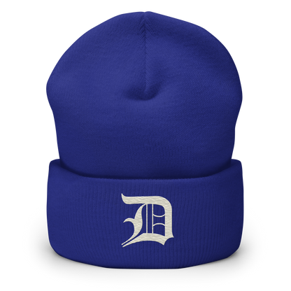 Detroit 'Old English D' Cuffed Beanie (Ivory White)