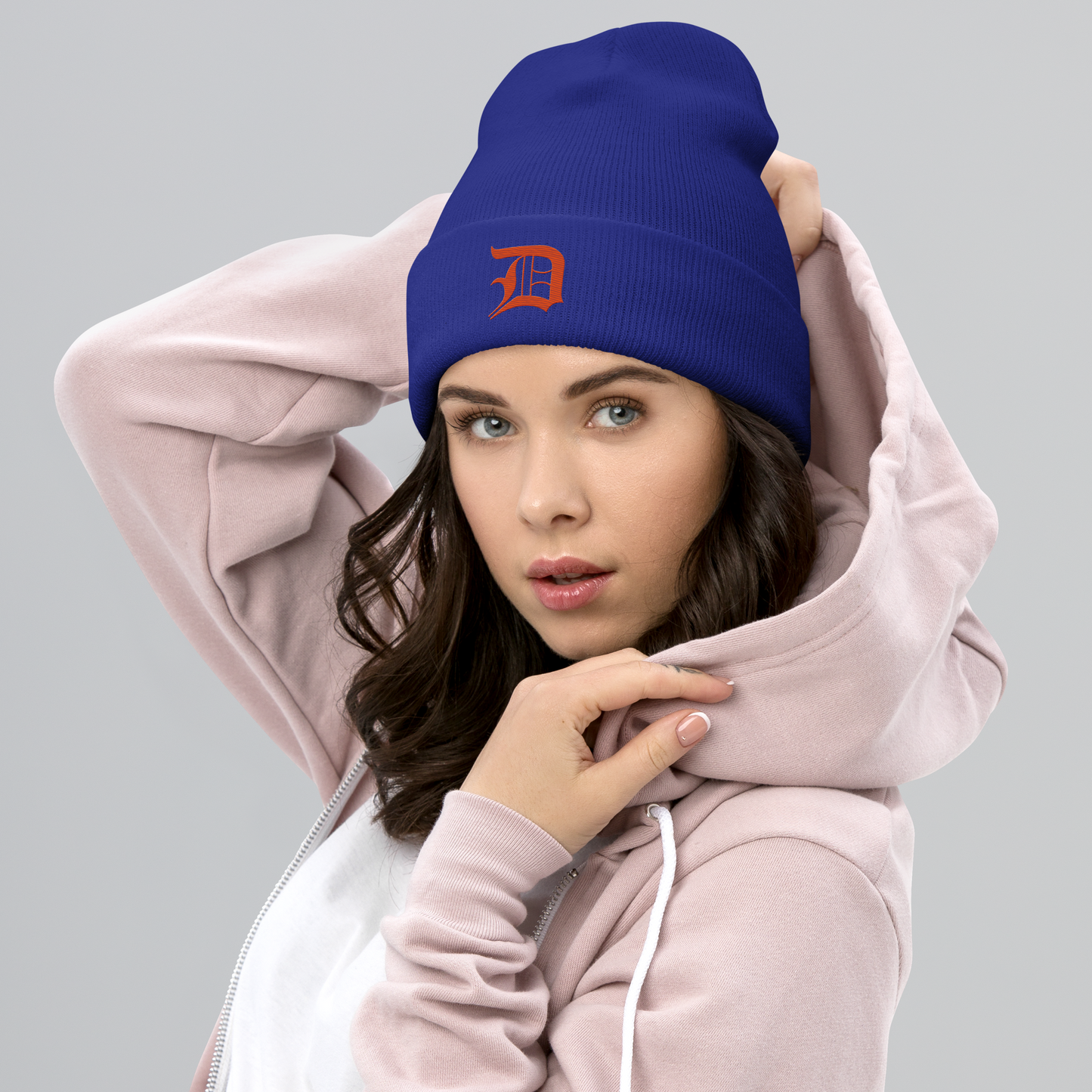 Detroit 'Old English D' Cuffed Beanie (Maple Leaf Orange)