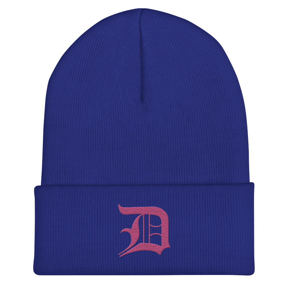 Detroit 'Old English D' Cuffed Beanie (Apple Blossom Pink)