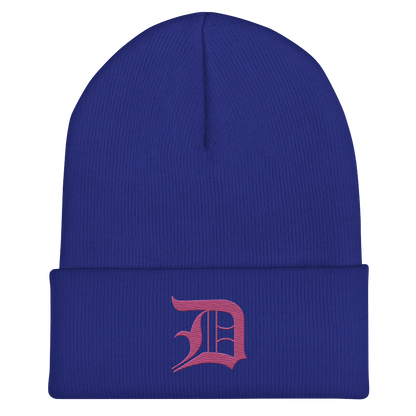 Detroit 'Old English D' Cuffed Beanie (Apple Blossom Pink)