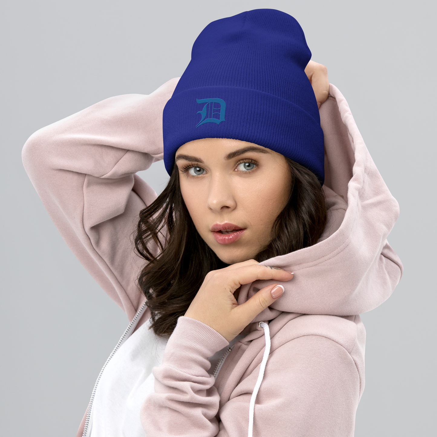 Detroit 'Old English D' Cuffed Beanie (Azure)