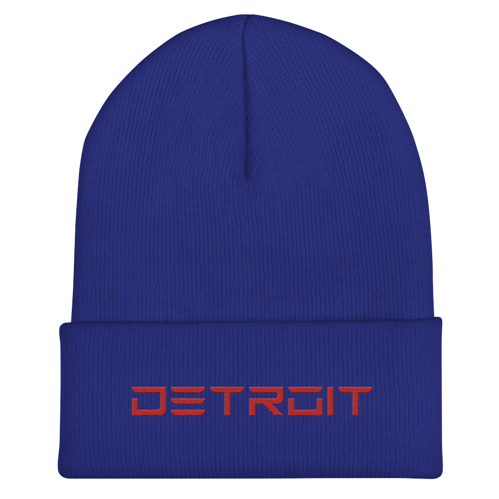 'Detroit' Cuffed Beanie (Electric Font) | Red