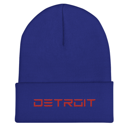 'Detroit' Cuffed Beanie (Electric Font) | Red