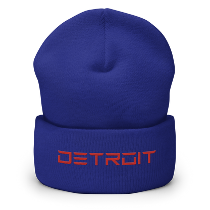 'Detroit' Cuffed Beanie (Electric Font) | Red