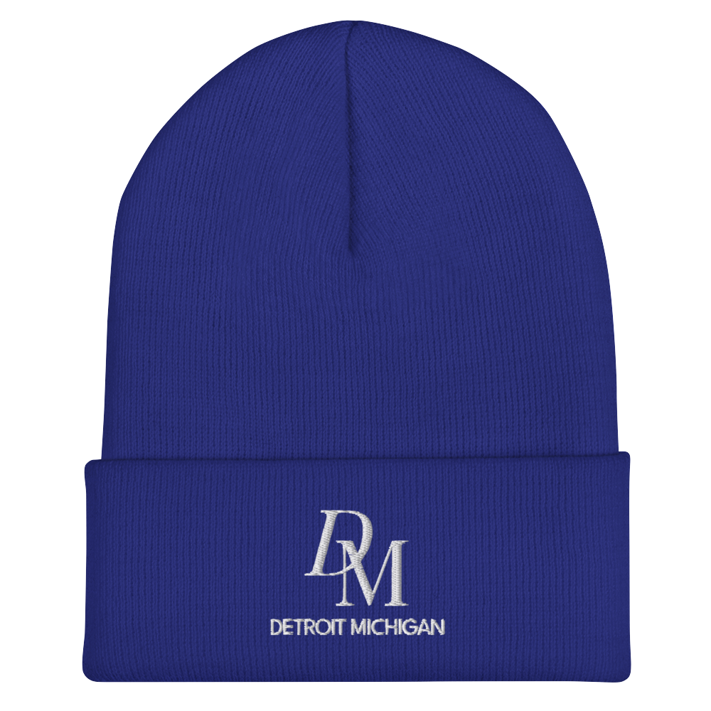 'DM Detroit Michigan' Cuffed Beanie (Luxury Goods Parody)