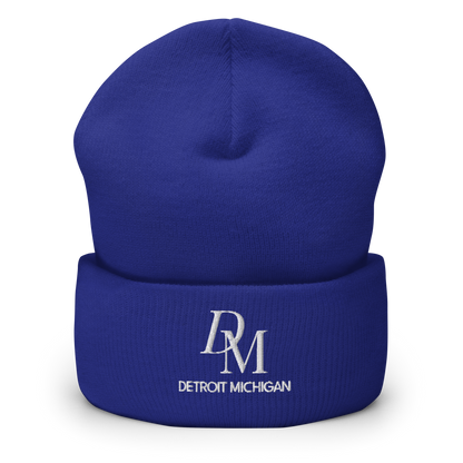 'DM Detroit Michigan' Cuffed Beanie (Luxury Goods Parody)