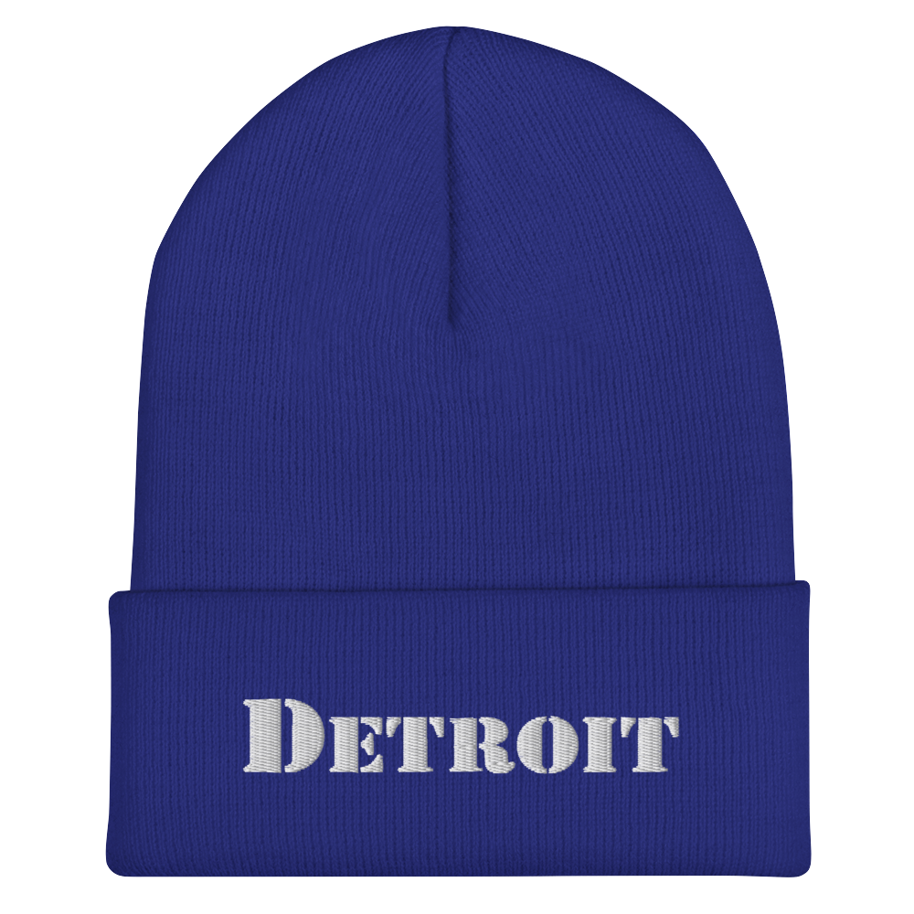 'Detroit' Cuffed Beanie (Army Font)