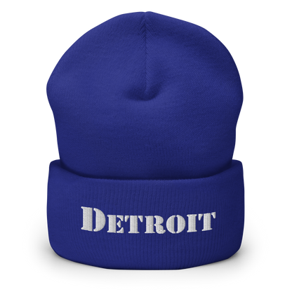 'Detroit' Cuffed Beanie (Army Font)