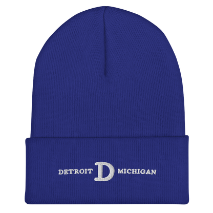 'Detroit Michigan' Cuffed Beanie (w/ Old French 'D')