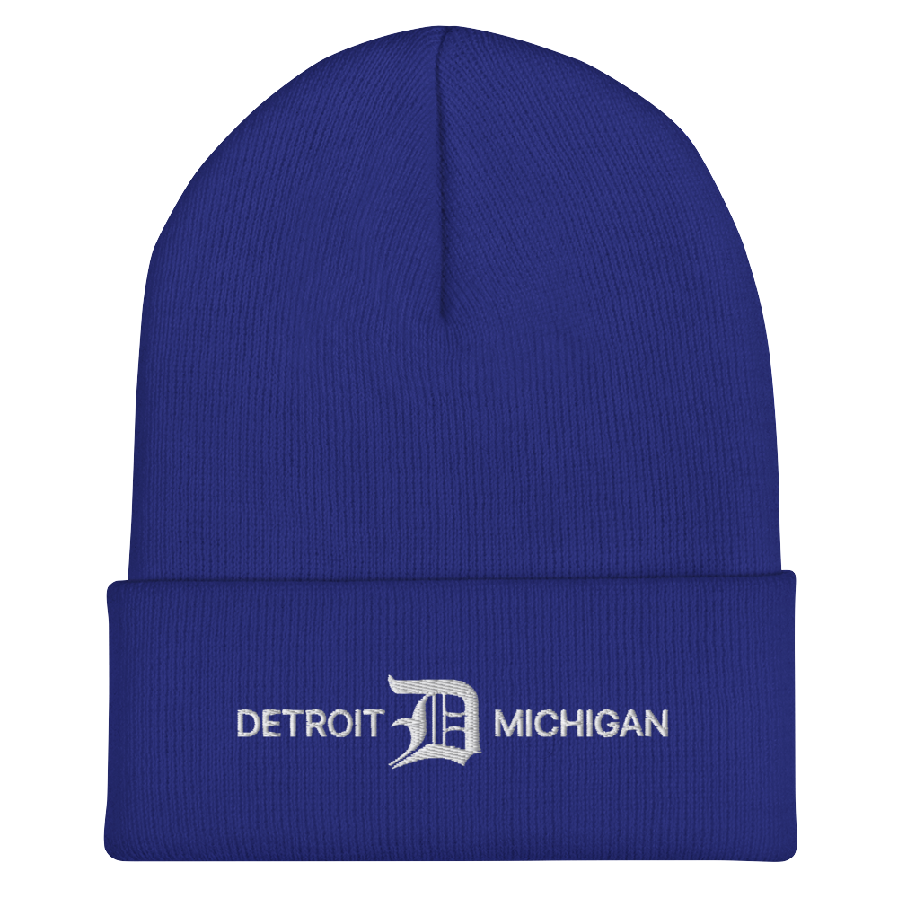 'Detroit Michigan' Cuffed Beanie (w/ Old English 'D')