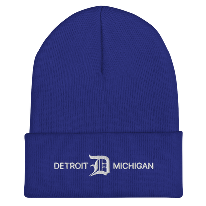 'Detroit Michigan' Cuffed Beanie (w/ Old English 'D')