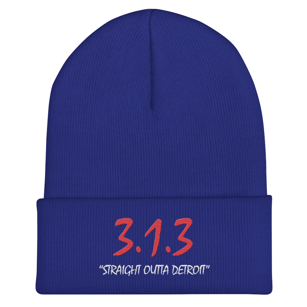 '313 Straight Outta Detroit' Cuffed Beanie