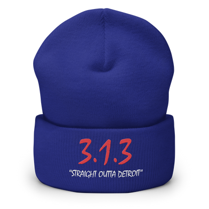 '313 Straight Outta Detroit' Cuffed Beanie