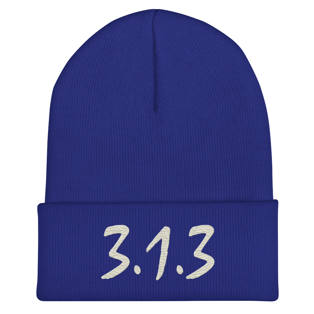 Detroit '313' Cuffed Beanie (Compton Font) | Ivory White