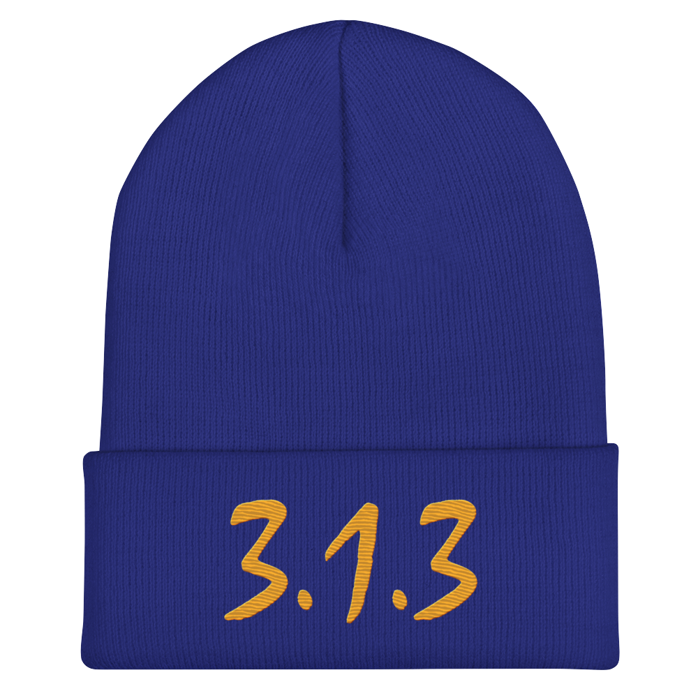 Detroit '313' Cuffed Beanie (Compton Font) | Gold